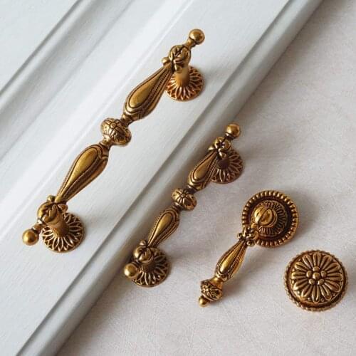 2.5"3.75" Vintage Dresser Pull Knob Drawer Knobs Pulls Handles Antique Gold Brass Door Pull Cabinet Handle Knob Kitchen Hardware