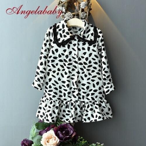 2020 Autumn and Spring Girls Dress Fashion Leopard Printed Kids Clothes Long Sleeve Childrens Dresses
