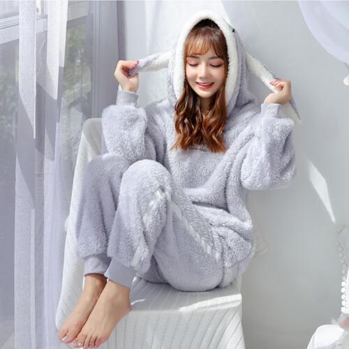2021 Women Pajamas Set Winter Warm Cartoon Home Clothes Long Sleeve Cute Sleepwear Casual Nightwear Female Pyjamas Women Pijamas