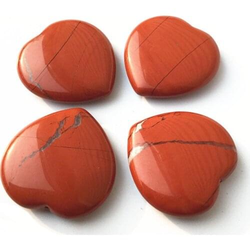 4PC Natural Crystal Red Jasper Stone Carved Heart Healing Reiki Stones