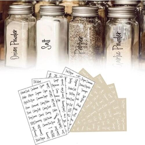 8 Sheets Labels Transparent Waterproof Pantry Stickers For Pantry Labels Spice Jar Food supplies kitchen Stickers N1F5