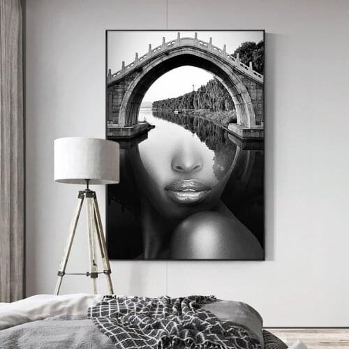 Abstract Portrait with Landscape Wall Art Canvas Painting Posters and Prints Wall Art Pictures for Living Room Home Decor