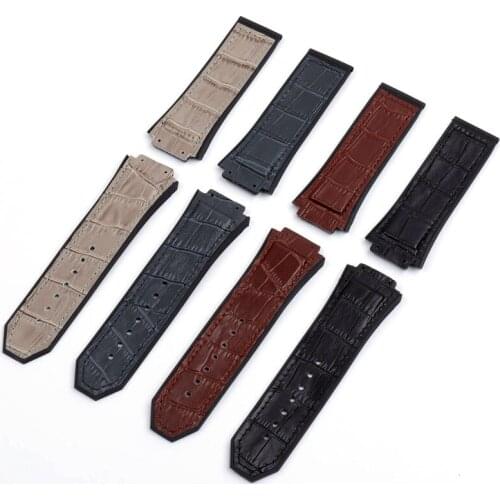 Watch Accessories High Quality Leather 29* mm 19mm Rubber Strap Butterfly Buckle For Hublot Strap Mens Womens Watch Strap