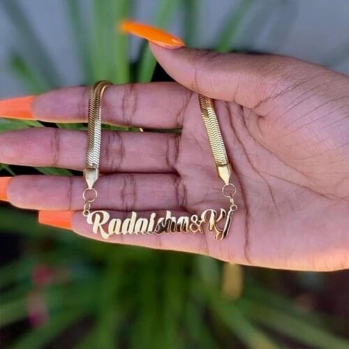 Personalized Snake Chain Name Necklace For Women Men Stainless Steel Gold Silver Color Letter Choker Necklaces Couple Gifts