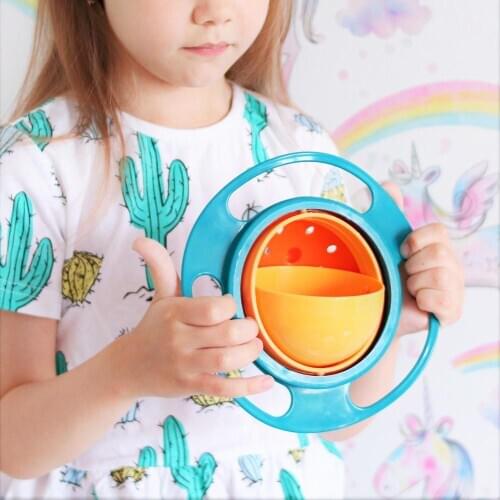 Bowl 360 Rotate Spill-Proof Gyro Bowl Infants Toddler Baby Kids Training Feeding Bowl Practice Feeding Spill No Spill Dishes
