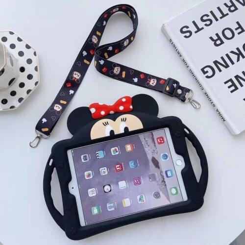 Disney Black Mickey Minnie TPU Cover with Support Frame for IPad 10.2 2019 IPad 2 3 4 9.7 2017 2018 IPad Air 2 9.7 TPU Case