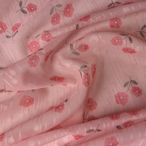 Naked Pink Flower Jacquard Chiffon Gauze Classical Blouse Dress Hanfu Scarf DIY Fabric