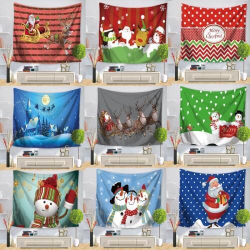 Tapestry Christmas Wall Hanging Large Fabric Decor Snowman Blanket Yoga Mat Blankets Beach Carpet Yoga christmas Decor