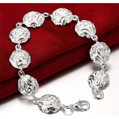 Delicate 925 Sliver Fashion Jewelry Whole Rose Bracelet For Women Romantic Anniversary Charm Gift Beautiful Present Trendy