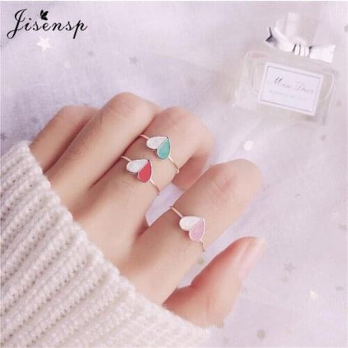 Jisensp 2021 New Romantic Colorful Heart Rings for Women Ladys 925 Sterling Silver Finger Ring Wedding Engagement Jewelry Gift