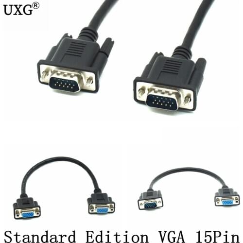 Standard Edition 25cm HD 15Pin VGA D-Sub Short Video Cable Cord M/M Male to Female RGB extend Cable for Monitor Projector TV
