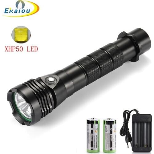 Quality IPX8 Diving Flashlight XHP50 LED Waterproof Underwater diver Torch Professional Diving Light 26650 Scuba Camping lamp