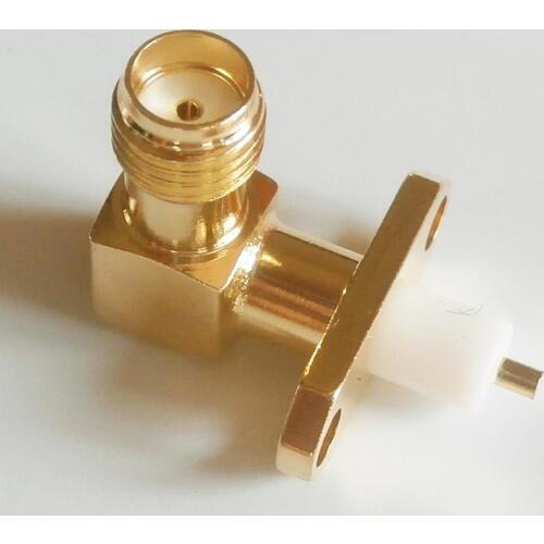 5X Pcs High-quality RF Connector SMA Female jack Rhombic 2 Hole Flange Chassis Panel Mount deck Solder 90 Degree Right Angle