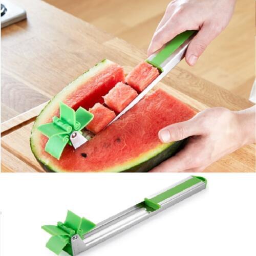 Kitchen Slicer Stainless Steel Watermelon Slicer Fruit Knife Cutte Melon Watermelon Windmill Slicer Tong Corer For Summer