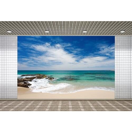 Lyavshi Natural Scenery Blue Sky White Cloud Seaside Rocks Backdrops Room Decro Baby Kid Portrait Photographic Backgrounds