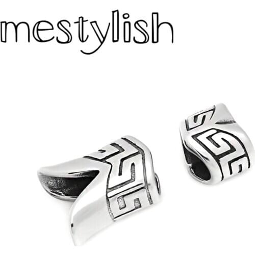 Mestylish 5mm Hole Bracelet End Slider Clasps Retro Stainless Steel Clasps Slider Fit 5mm Leather Bracelet Jewelry Findings
