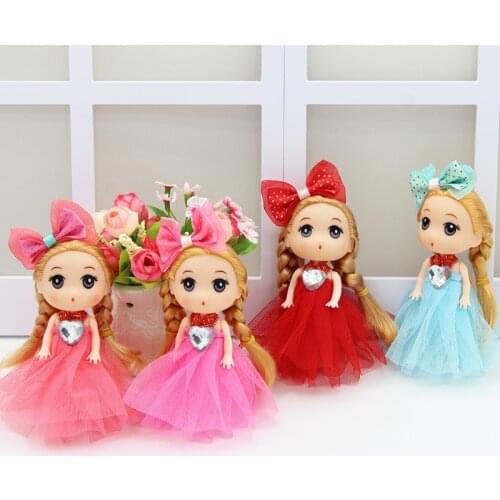 12cm Mini Cute Princess Dolls Little Girl Doll Toys Wedding Dress Doll Keychains Wedding Decoration Pendants Birthday Gifts