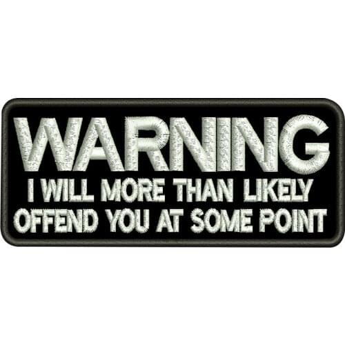 WARNING iron on backing punk skull embroidered rider biker motorcycle patches for back vest hat clothing