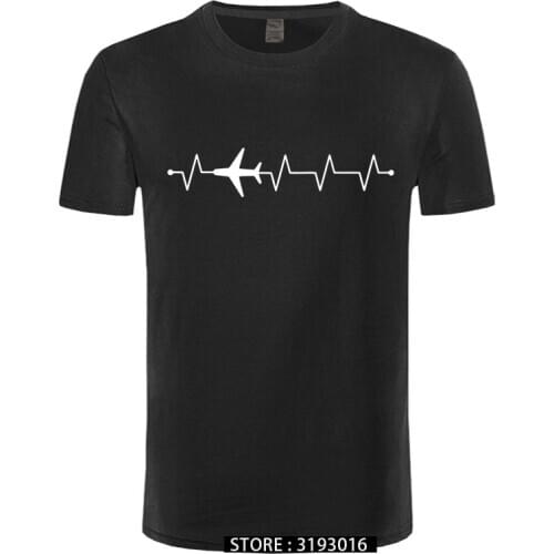 Airplane Pilot Heartbeat Plain Tee Shirt Classic Funny Men 3D T-Shirt High Quality Graphic Tees Christmas Droshipping