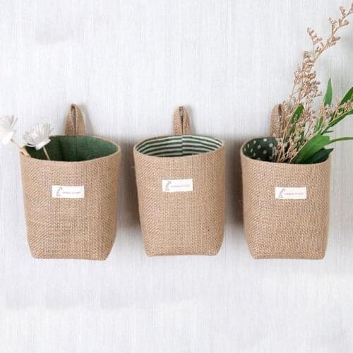 Wall Hanging Desktop Basket Jute Novel Practical Multifunctional Bin Durable Basket Bin Wear-resistant for Hotel