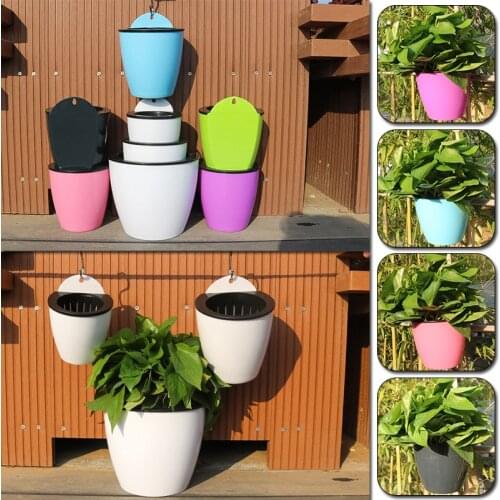Wall-mounted Flowerpot Self Watering Flower Pot Wall Hanging Automatic Plastic Planter Durable For Garden Balcony With Hook