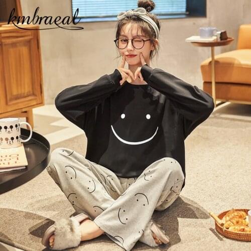 New Pajamas for Women Sleepwear Cartoon Pure Cotton Long Pants Long Sleeved Autumn Spring Loungewear Fashion Homewear Plus Size