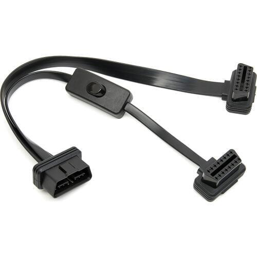New Arrive! OBD2 Y Splitter with Switch 2 in 1 Extension Cable Ultra-thin Elbow Noodles Cable Diagnostic Connector Cable Car