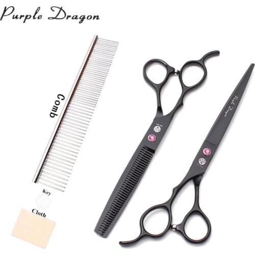Pet Scissors Left-Hand 5.5" 6" 7" JP Stainless Purple Dragon Black Animal Grooming Scissors Thinning Shears Dog Scissors Z8001