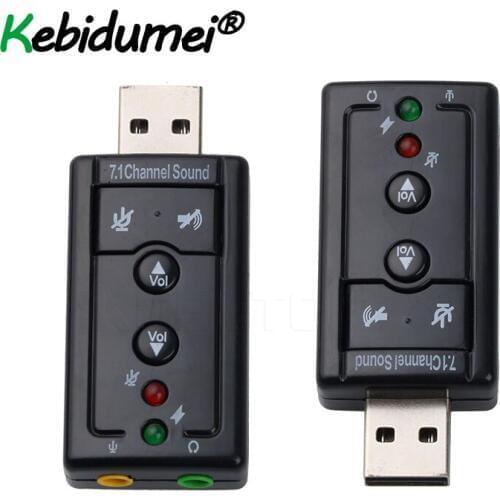 3D External 7.1 CH Channel USB Audio Sound Card Mic Adapter Speaker 3.5mm Jack Stereo Headset For Win XP 7 8 Linux Android Black