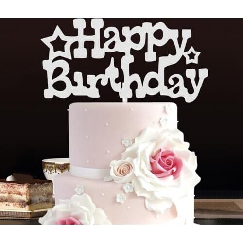 1 Pcs Letter Happy Birthday Cake Card Cupcake Cake Flags Double Stick Wedding Party Birthday Decoration