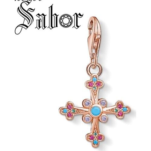 Charm Pendant Victorian Cross Autumn Fashion Jewelry Trendy Iconic silver plated Gift For Women Girls Fit Bracelet thomas