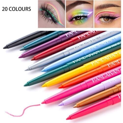 HANDAIYAN Eyeliner Gel Waterproof Eye Pencil Sweatproof Non-smudge Eyeliner Pen Ultra-fine Eyeliner Colorful Eyes Makeup 20Color