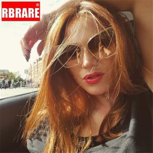 RBRARE Alloy Cat Eye Sunglasses Women Gradient Lens Sun Glasses Vintage Travel Driving Gafas De Sol Metal Luxury Frame Oculos