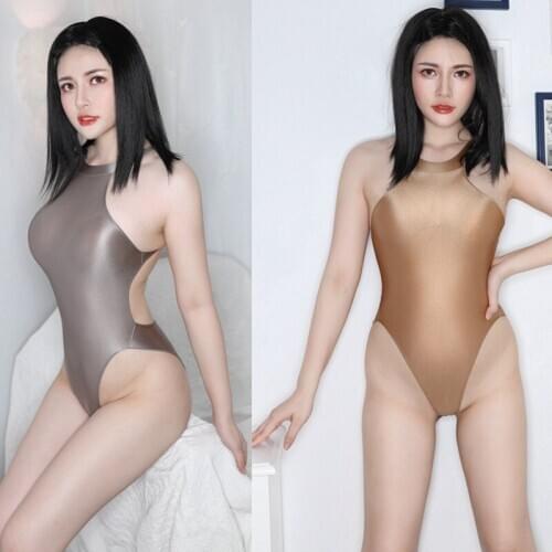 Sexy Shiny High Cut Bodysuit Hollow Out Backless Cosplay Swimsuit Bathing Suit Women Swiming Costume Body Suits Tops Swimwear