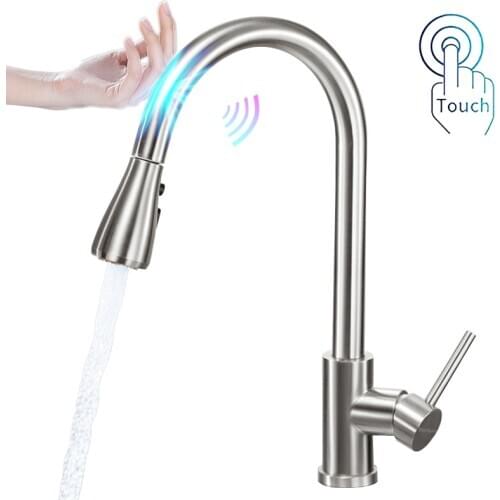 Touch Faucets Senducs Hot Cold Pull Out Kitchen Sink Mixer Tap Smart Touch Kitchen Faucets Pull Down Sensor Kitchen Faucets