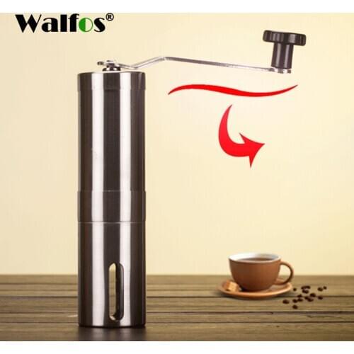 Walfos SilverCoffee Grinder Mini Stainless Steel Hand Manual Handmade Coffee Bean Burr Grinders Mill Kitchen Tool Crocus Grinder