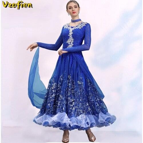 Modern Ballroom Dance Dress Performance Sequin National Standard Dance Competitio Costumes Tango Waltz Rumba Clothing for Stage