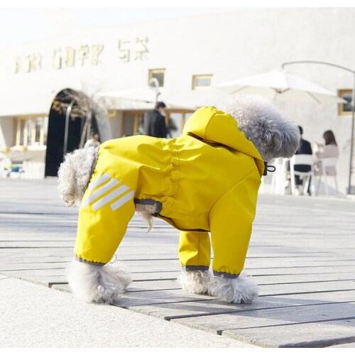 Reflective Dog Clothes Waterproof Mesh Breathable Jumpsuit Dog Raincoat Fashion Striped Jacket Coat Water Resistant Pet Clothes