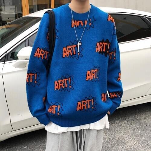 2020 Autumn Winter Mens Sweater Casual Graphic Printed Pullovers Clothing Woman Korean Streetwear Woman Sweaters