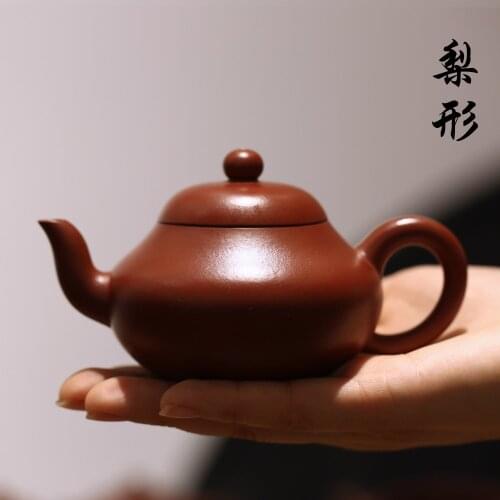 Han ceramics yixing pure manual recommended dahongpao zhu mud sketch Meng Chen pot pear-shaped pavilion kung fu tea set