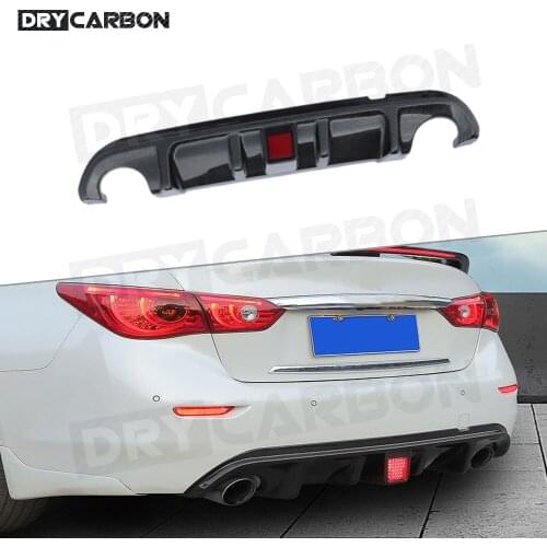 High Quality ABS Car Rear Bumper Diffuser Lip Spoiler for Infiniti Q50 Base Sport 2014 - 2017 With LED Light Car Styling