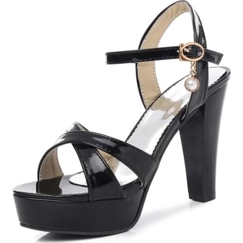 Big Size high heels sandals women shoes woman summer ladies Waterproofing platform, open toe, buttoned lady sandals