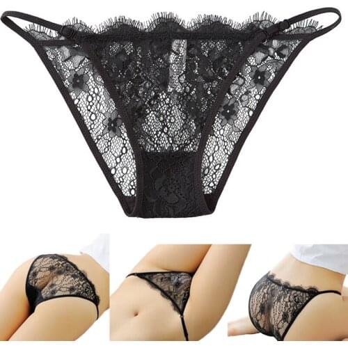 Womens panties eyelashes lace underwear thin belt sexy lingerie underwear transparent hollow cotton womens cotton briefs