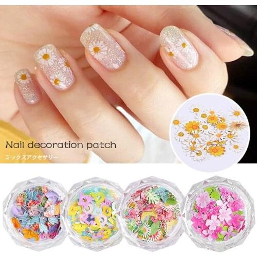 1 Box 50pcs Nail Color Flower Star Wood Pulp Sheet 12 Color Flower Animal Alphabet Mixed Fashion Nail Decoration Jewelry Patch