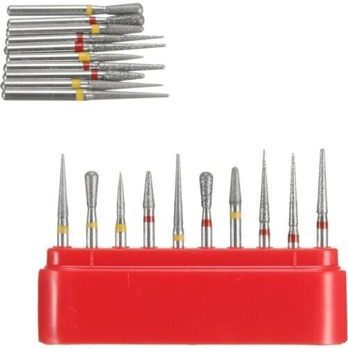 10Pcs/set Dental Diamond Burs High Speed Handpiece Teeth Whitening Product For Polishing Smoothing In Red Burbox 1.6mm