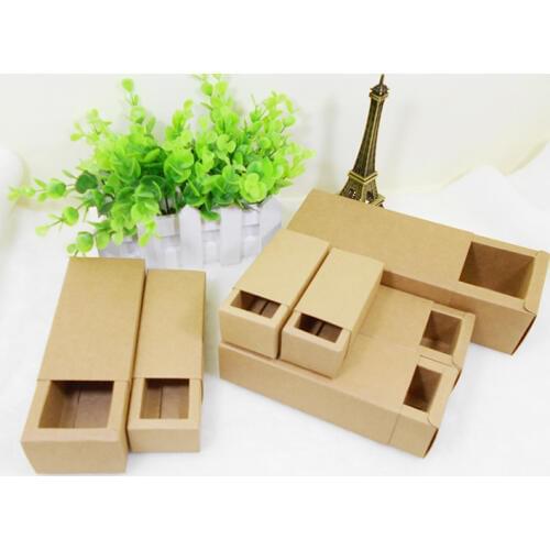 1000pcs Kraft Drawer paper Box for Gift\Handmade Soap\Crafts\Jewelry\Macarons Packing Brown Paper Boxes inner size 9*6*4