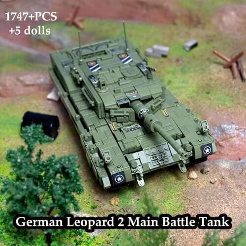1747PCS WW2 German Leopard 2 Main Battle Tank Model Building Blocks Kit Military Weapon Soldier Figures Bricks Toys For Children
