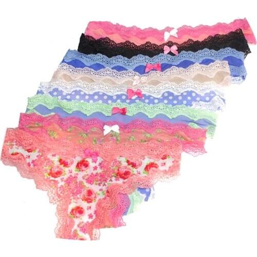 2pcs/Pack! MiaoErSiDai Sexy Women Lace Panties Low-Rise Underwear Floral G-String S-M-L-XL Women Underwear