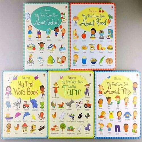 5 Books Usborne My First Word Book English Picture BoardBook for Kids Library Early Education baby kids learning english books