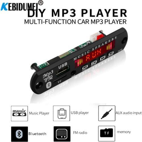 Wireless Bluetooth Audio Module MP3 WMA Decoder Board USB TF FM Radio 5V 12V for Car Build in Speaker MP3 Player
